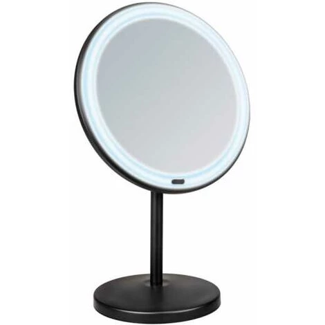 WENKO Miroir De Maquillage à LED Sur Pied Onno, éclairage LED Variable, Grossissement 5x, Allumage/extinction Tactile, Fonctionne Sur Piles Ou Par Câble USB, 20x34x13,5 Cm, Noir 3 WENKO Miroir De Maquillage à LED Sur Pied Onno, éclairage LED Variable, Grossissement 5x, Allumage/extinction Tactile, Fonctionne Sur Piles Ou Par Câble USB, 20x34x13,5 Cm, Noir