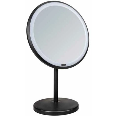 WENKO Miroir De Maquillage à LED Sur Pied Onno, éclairage LED Variable, Grossissement 5x, Allumage/extinction Tactile, Fonctionne Sur Piles Ou Par Câble USB, 20x34x13,5 Cm, Noir 6 WENKO Miroir De Maquillage à LED Sur Pied Onno, éclairage LED Variable, Grossissement 5x, Allumage/extinction Tactile, Fonctionne Sur Piles Ou Par Câble USB, 20x34x13,5 Cm, Noir – Image 4