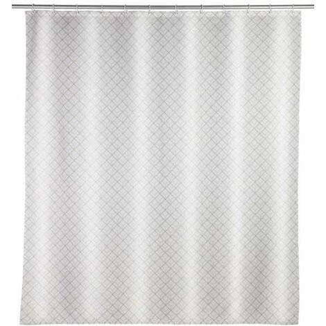 WENKO Rideau De Douche Cubique, 180 X 200 Cm, Rideau 100 % Polyester Avec œillets Métalliques & Bande De Lest En Caoutchouc Pour Douche Et Baignoire, Hydrofuge & Lavable, 12 Anneaux Blancs Inclus 3 WENKO Rideau De Douche Cubique, 180 X 200 Cm, Rideau 100 % Polyester Avec œillets Métalliques & Bande De Lest En Caoutchouc Pour Douche Et Baignoire, Hydrofuge & Lavable, 12 Anneaux Blancs Inclus