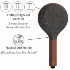 WENKO Pomme De Douche Watersaving Wood, Douchette à économie D'eau, Aspect Bois élégant En Plastique, économie D'eau Et Confort Total Avec 3 Types De Jets, Raccord Universel ½", Ø 12 Cm, Marron/noir 10 WENKO Pomme De Douche Watersaving Wood, Douchette à économie D'eau, Aspect Bois élégant En Plastique, économie D'eau Et Confort Total Avec 3 Types De Jets, Raccord Universel ½", Ø 12 Cm, Marron/noir -WENKO Soldes 55471570 4