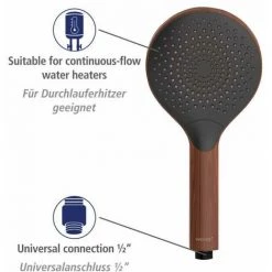 WENKO Pomme De Douche Watersaving Wood, Douchette à économie D'eau, Aspect Bois élégant En Plastique, économie D'eau Et Confort Total Avec 3 Types De Jets, Raccord Universel ½", Ø 12 Cm, Marron/noir 11 WENKO Pomme De Douche Watersaving Wood, Douchette à économie D'eau, Aspect Bois élégant En Plastique, économie D'eau Et Confort Total Avec 3 Types De Jets, Raccord Universel ½", Ø 12 Cm, Marron/noir -WENKO Soldes 55471570 5