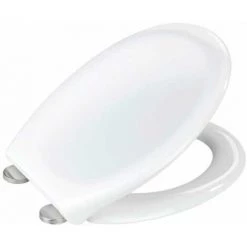 WENKO Siège WC Ios, Abattant Thermoplastique De Qualité, Blanc, Fermeture Automatique Easy-Close Et Fixation Hygiénique Fix-Clip à 1 bouton En Inox Pour Une Assise Sûre, 1,6 Kg, 37,5 X 45 Cm -WENKO Soldes 55471572 3