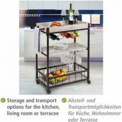 WENKO Desserte Sur Roulettes Rustico Beton, 3 Niveaux, Chariot De Service WENKO, îlot De Cuisine Avec Support Pour Verres à Pied & Bouteilles, 80 X 89,5 X 40 cm, En Métal Vernis Et MDF, Beton/noir 10 WENKO Desserte Sur Roulettes Rustico Beton, 3 Niveaux, Chariot De Service WENKO, îlot De Cuisine Avec Support Pour Verres à Pied & Bouteilles, 80 X 89,5 X 40 cm, En Métal Vernis Et MDF, Beton/noir -WENKO Soldes 55471576 4