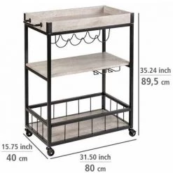 WENKO Desserte Sur Roulettes Rustico Beton, 3 Niveaux, Chariot De Service WENKO, îlot De Cuisine Avec Support Pour Verres à Pied & Bouteilles, 80 X 89,5 X 40 cm, En Métal Vernis Et MDF, Beton/noir 11 WENKO Desserte Sur Roulettes Rustico Beton, 3 Niveaux, Chariot De Service WENKO, îlot De Cuisine Avec Support Pour Verres à Pied & Bouteilles, 80 X 89,5 X 40 cm, En Métal Vernis Et MDF, Beton/noir -WENKO Soldes 55471576 5