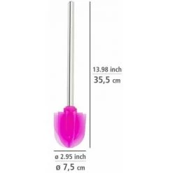 WENKO Brosse à WC De Rechange Rose Avec Tête à Lamelles En Silicone, Brosse à WC à Tête En Silicone Durable Avec Effet Spécialement Antiadhésif & Manche En Inox, Ø 7,5 X 35,5 Cm -WENKO Soldes 55630289 4