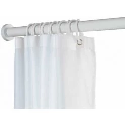 WENKO Barre De Douche Extensible Luz, Tringle Rideau De Douche Télescopique Avec Adaptateur Mural, Fixation Sans Perçage Par Torsion, Aluminium Inoxydable - Plastique, Ø 28 Mm X 110 - 185 Cm, Blanc