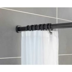 WENKO Barre De Douche Extensible Luz Noir, Tringle Rideau De Douche Télescopique Avec Adaptateur Mural, Fixation Sans Perçage Par Torsion, Aluminium Inoxydable - Plastique, Ø 28 Mm X 70 - 115 Cm, Noir -WENKO Soldes 55803992 5