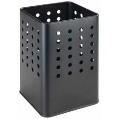 WENKO Support à Ustensiles Silio, Support Pratique Pour Ustensiles De Cuisine En Métal Thermolaqué Aux Formes Modernes, Angulaires à Motif Perforé, (l X H X P) : 11,5 X 16,5 X 11,5 Cm, Noir Mat