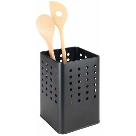 WENKO Support à Ustensiles Silio, Support Pratique Pour Ustensiles De Cuisine En Métal Thermolaqué Aux Formes Modernes, Angulaires à Motif Perforé, (l X H X P) : 11,5 X 16,5 X 11,5 Cm, Noir Mat 4 WENKO Support à Ustensiles Silio, Support Pratique Pour Ustensiles De Cuisine En Métal Thermolaqué Aux Formes Modernes, Angulaires à Motif Perforé, (l X H X P) : 11,5 X 16,5 X 11,5 Cm, Noir Mat – Image 2