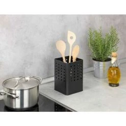 WENKO Support à Ustensiles Silio, Support Pratique Pour Ustensiles De Cuisine En Métal Thermolaqué Aux Formes Modernes, Angulaires à Motif Perforé, (l X H X P) : 11,5 X 16,5 X 11,5 Cm, Noir Mat 11 WENKO Support à Ustensiles Silio, Support Pratique Pour Ustensiles De Cuisine En Métal Thermolaqué Aux Formes Modernes, Angulaires à Motif Perforé, (l X H X P) : 11,5 X 16,5 X 11,5 Cm, Noir Mat -WENKO Soldes 55887309 5