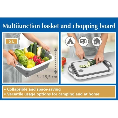 WENKO Panier Multifonction Avec Planche à Découper - Longueur 40 Hauteur 31 Profondeur 3-16 Cm - Gris Foncé 6 WENKO Panier Multifonction Avec Planche à Découper - Longueur 40 Hauteur 31 Profondeur 3-16 Cm - Gris Foncé – Image 4