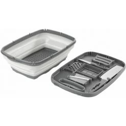 WENKO Planche à Découper Multi-usages 10 En 1 - Longueur 34 Hauteur 23 Profondeur 11 Cm - Gris Foncé