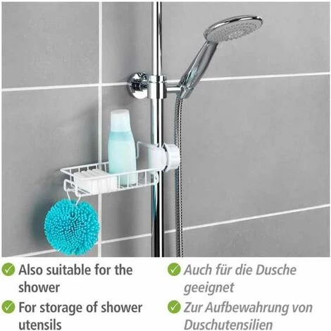 WENKO Porte Eponge Robinet, Porte éponge évier Cuisine à Fixer Au Robinet Du Lavabo Ou De L'évier, Métal - Plastique, 21x6,5x10 Cm, Blanc 6 WENKO Porte Eponge Robinet, Porte éponge évier Cuisine à Fixer Au Robinet Du Lavabo Ou De L'évier, Métal - Plastique, 21x6,5x10 Cm, Blanc – Image 4