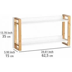 WENKO Etagère Murale 2 Plateaux Finja, étagère Murale Bois Bambou Et MDF, 62,5x35x15 Cm, Blanc - Marron 9 WENKO Etagère Murale 2 Plateaux Finja, étagère Murale Bois Bambou Et MDF, 62,5x35x15 Cm, Blanc - Marron -WENKO Soldes 56699674 3