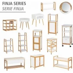 WENKO Etagère Murale 2 Plateaux Finja, étagère Murale Bois Bambou Et MDF, 62,5x35x15 Cm, Blanc - Marron 10 WENKO Etagère Murale 2 Plateaux Finja, étagère Murale Bois Bambou Et MDF, 62,5x35x15 Cm, Blanc - Marron -WENKO Soldes 56699674 4