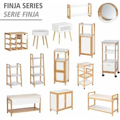 WENKO Etagère Murale 2 Plateaux Finja, étagère Murale Bois Bambou Et MDF, 62,5x35x15 Cm, Blanc - Marron 6 WENKO Etagère Murale 2 Plateaux Finja, étagère Murale Bois Bambou Et MDF, 62,5x35x15 Cm, Blanc - Marron – Image 4