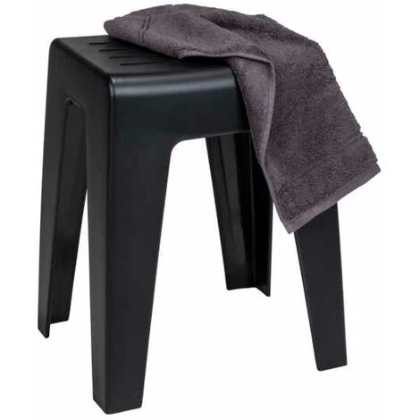 WENKO Tabouret De Bain Kumba, Design Moderne De Haute Qualité, Pouvant Supporter Des Charges Jusqu'à 120 Kg, Idéal Pour Salle De Bain & WC, Plastique, 38x47x32 Cm, Noir 4 WENKO Tabouret De Bain Kumba, Design Moderne De Haute Qualité, Pouvant Supporter Des Charges Jusqu'à 120 Kg, Idéal Pour Salle De Bain & WC, Plastique, 38x47x32 Cm, Noir – Image 2