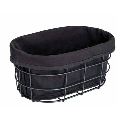 WENKO Corbeille à Pain Bela, Corbeille Black Outdoor Kitchen Pour Le Bain, Petits Pains Ou Baguettes, En Métal Thermolaqué Avec Insert Retirable Et Lavable, 100 % Coton, 27 X 17 X 11,5 Cm, Noir 3 WENKO Corbeille à Pain Bela, Corbeille Black Outdoor Kitchen Pour Le Bain, Petits Pains Ou Baguettes, En Métal Thermolaqué Avec Insert Retirable Et Lavable, 100 % Coton, 27 X 17 X 11,5 Cm, Noir