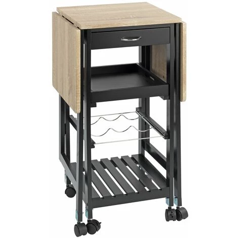 WENKO Desserte De Cuisine Dépliante 6 Roulettes - Longueur 97 Hauteur 77 Profondeur 37 Cm - Noir 4 WENKO Desserte De Cuisine Dépliante 6 Roulettes - Longueur 97 Hauteur 77 Profondeur 37 Cm - Noir – Image 2