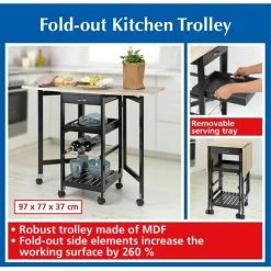 WENKO Desserte De Cuisine Dépliante 6 Roulettes - Longueur 97 Hauteur 77 Profondeur 37 Cm - Noir 9 WENKO Desserte De Cuisine Dépliante 6 Roulettes - Longueur 97 Hauteur 77 Profondeur 37 Cm - Noir -WENKO Soldes 57238468 4