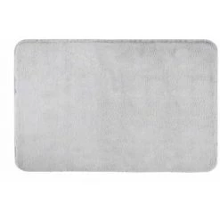 WENKO Tapis De Bain Saravan, Tapis De Bain En Matière Microfibre Douce (100 % Polyester) Avec Hauteur De Poil De 20 mm Et Dessous Antidérapant, Séchage Rapide Et Non Pelucheux, 50 X 80 Cm, Gris Clair