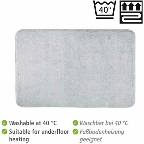 WENKO Tapis De Bain Saravan, Tapis De Bain En Matière Microfibre Douce (100 % Polyester) Avec Hauteur De Poil De 20 mm Et Dessous Antidérapant, Séchage Rapide Et Non Pelucheux, 50 X 80 Cm, Gris Clair 5 WENKO Tapis De Bain Saravan, Tapis De Bain En Matière Microfibre Douce (100 % Polyester) Avec Hauteur De Poil De 20 mm Et Dessous Antidérapant, Séchage Rapide Et Non Pelucheux, 50 X 80 Cm, Gris Clair – Image 3