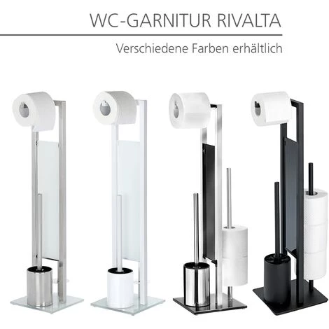 WENKO Serviteur WC 3en1 Rivalta, Brosse WC Et Dérouleur Papier Toilette Et Réserve Papier Toilette, Acier Inox, Lot De 2 éponges Offertes 7 WENKO Serviteur WC 3en1 Rivalta, Brosse WC Et Dérouleur Papier Toilette Et Réserve Papier Toilette, Acier Inox, Lot De 2 éponges Offertes – Image 5