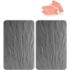 WENKO Protection Plaque De Cuisson En Verre Trempé Effet Ardoise, Lot De 2 éponges Offertes