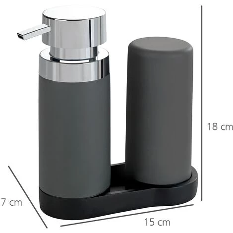 WENKO Distributeur De Savon Liquide, Distributeur Liquide Vaisselle, "Easy Squeez-e" Gris, Lot De 2 éponges Offertes 6 WENKO Distributeur De Savon Liquide, Distributeur Liquide Vaisselle, "Easy Squeez-e" Gris, Lot De 2 éponges Offertes – Image 4