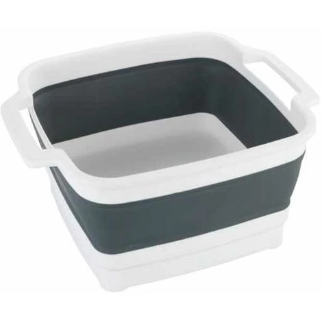 WENKO Bac De Lavage Pliable Sira, Bac-vaisselle Pliable Avec Bouchon D'écoulement Intégré & Anses Pour Un Transport Facile, Rangement Peu Encombrant, 8 Litres, (l X H X P) 39 X 32,5 X 18, Gris/blanc 3 WENKO Bac De Lavage Pliable Sira, Bac-vaisselle Pliable Avec Bouchon D'écoulement Intégré & Anses Pour Un Transport Facile, Rangement Peu Encombrant, 8 Litres, (l X H X P) 39 X 32,5 X 18, Gris/blanc