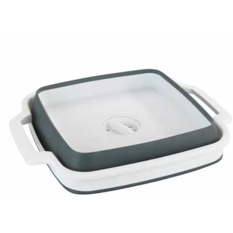 WENKO Bac De Lavage Pliable Sira, Bac-vaisselle Pliable Avec Bouchon D'écoulement Intégré & Anses Pour Un Transport Facile, Rangement Peu Encombrant, 8 Litres, (l X H X P) 39 X 32,5 X 18, Gris/blanc 4 WENKO Bac De Lavage Pliable Sira, Bac-vaisselle Pliable Avec Bouchon D'écoulement Intégré & Anses Pour Un Transport Facile, Rangement Peu Encombrant, 8 Litres, (l X H X P) 39 X 32,5 X 18, Gris/blanc – Image 2