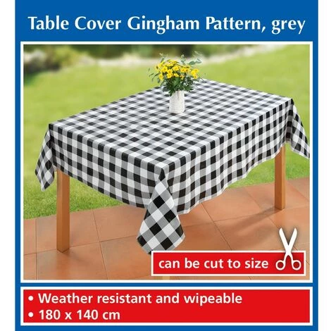 WENKO Housse De Table Vichy - Longueur 140 Largeur 180 Epaisseur 0,1 Cm - Gris 6 WENKO Housse De Table Vichy - Longueur 140 Largeur 180 Epaisseur 0,1 Cm - Gris – Image 4