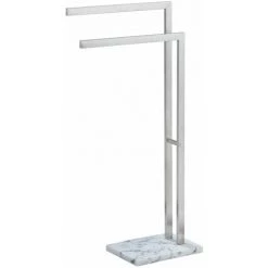 WENKO Porte-serviettes Sur Pied Aprilia 2 Bras - Longueur 42cm Hauteur 85cm Profondeur 19cm - Argent