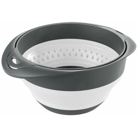 WENKO Bol Et Passoire 2 En 1 - Longueur 26 Hauteur 20 Profondeur 11 Cm - Gris Foncé 4 WENKO Bol Et Passoire 2 En 1 - Longueur 26 Hauteur 20 Profondeur 11 Cm - Gris Foncé – Image 2