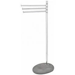 WENKO Porte Serviette Sur Pied Effet "pierre", Pebble Stone Gris, 38x84x23 Cm