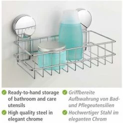 WENKO Etagère De Douche Murale Osimo, Panier De Douche Mural Fixation Sans Perçage "Static Loc Plus", Acier, 24x13x13,5 Cm, Chromé 9 WENKO Etagère De Douche Murale Osimo, Panier De Douche Mural Fixation Sans Perçage "Static Loc Plus", Acier, 24x13x13,5 Cm, Chromé -WENKO Soldes 60286117 3