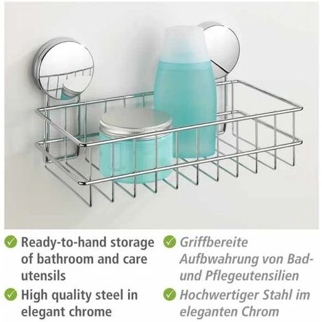 WENKO Etagère De Douche Murale Osimo, Panier De Douche Mural Fixation Sans Perçage "Static Loc Plus", Acier, 24x13x13,5 Cm, Chromé 5 WENKO Etagère De Douche Murale Osimo, Panier De Douche Mural Fixation Sans Perçage "Static Loc Plus", Acier, 24x13x13,5 Cm, Chromé – Image 3