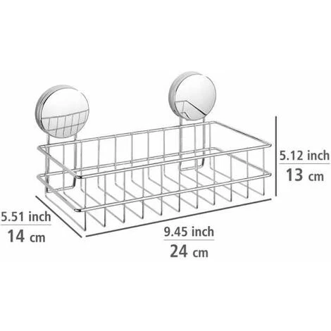 WENKO Etagère De Douche Murale Osimo, Panier De Douche Mural Fixation Sans Perçage "Static Loc Plus", Acier, 24x13x13,5 Cm, Chromé 7 WENKO Etagère De Douche Murale Osimo, Panier De Douche Mural Fixation Sans Perçage "Static Loc Plus", Acier, 24x13x13,5 Cm, Chromé – Image 5
