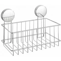 WENKO Panier De Douche Mural Osimo, Etagère De Douche Murale Fixation Sans Perçage "Static Loc Plus", Acier, 24x16,5x13,5 Cm, Chromé