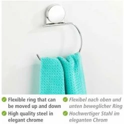 WENKO Porte Serviette Salle De Bain Mural Osimo, Anneau Porte Serviette Mural Fixation Sans Perçage "Static Loc Plus", Acier - Plastique, 15,5x20,5x2 Cm, Chromé 9 WENKO Porte Serviette Salle De Bain Mural Osimo, Anneau Porte Serviette Mural Fixation Sans Perçage "Static Loc Plus", Acier - Plastique, 15,5x20,5x2 Cm, Chromé -WENKO Soldes 60286119 3