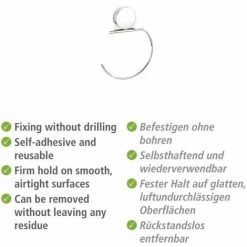 WENKO Porte Serviette Salle De Bain Mural Osimo, Anneau Porte Serviette Mural Fixation Sans Perçage "Static Loc Plus", Acier - Plastique, 15,5x20,5x2 Cm, Chromé 10 WENKO Porte Serviette Salle De Bain Mural Osimo, Anneau Porte Serviette Mural Fixation Sans Perçage "Static Loc Plus", Acier - Plastique, 15,5x20,5x2 Cm, Chromé -WENKO Soldes 60286119 4