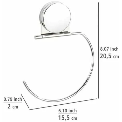 WENKO Porte Serviette Salle De Bain Mural Osimo, Anneau Porte Serviette Mural Fixation Sans Perçage "Static Loc Plus", Acier - Plastique, 15,5x20,5x2 Cm, Chromé 7 WENKO Porte Serviette Salle De Bain Mural Osimo, Anneau Porte Serviette Mural Fixation Sans Perçage "Static Loc Plus", Acier - Plastique, 15,5x20,5x2 Cm, Chromé – Image 5