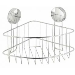 WENKO Etagère D'angle Salle De Bain Osimo, Rangement Douche Angle Fixation Sans Perçage "Static Loc Plus", Acier, 26,5x18x19 Cm, Chromé