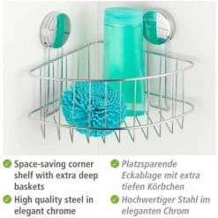 WENKO Etagère D'angle Salle De Bain Osimo, Rangement Douche Angle Fixation Sans Perçage "Static Loc Plus", Acier, 26,5x18x19 Cm, Chromé 9 WENKO Etagère D'angle Salle De Bain Osimo, Rangement Douche Angle Fixation Sans Perçage "Static Loc Plus", Acier, 26,5x18x19 Cm, Chromé -WENKO Soldes 60286120 3