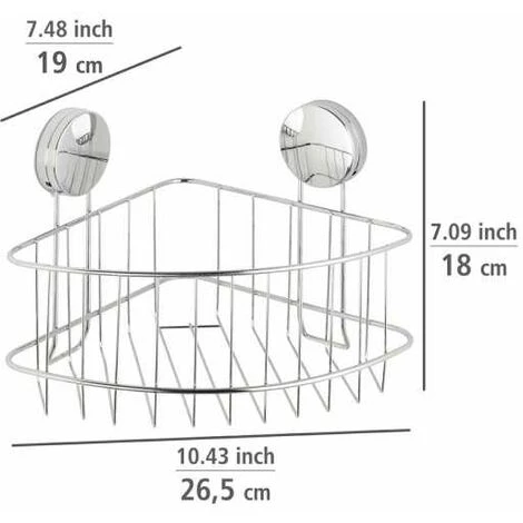 WENKO Etagère D'angle Salle De Bain Osimo, Rangement Douche Angle Fixation Sans Perçage "Static Loc Plus", Acier, 26,5x18x19 Cm, Chromé 7 WENKO Etagère D'angle Salle De Bain Osimo, Rangement Douche Angle Fixation Sans Perçage "Static Loc Plus", Acier, 26,5x18x19 Cm, Chromé – Image 5