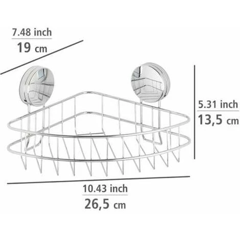 WENKO Etagère D'angle Salle De Bain Osimo, Rangement Douche Angle Fixation Sans Perçage "Static Loc Plus", Acier, 26,5x13,5x19 Cm, Chromé 7 WENKO Etagère D'angle Salle De Bain Osimo, Rangement Douche Angle Fixation Sans Perçage "Static Loc Plus", Acier, 26,5x13,5x19 Cm, Chromé – Image 5