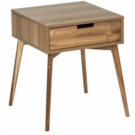 WENKO Table De Nuit Scandinave Acina, Petite Table D'appoint Avec Tiroir, Bois Acacia Certifié FSC, 50x55x50 Cm, Marron 3 WENKO Table De Nuit Scandinave Acina, Petite Table D'appoint Avec Tiroir, Bois Acacia Certifié FSC, 50x55x50 Cm, Marron