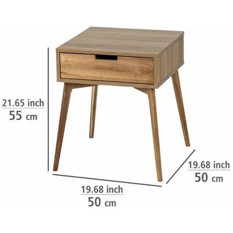 WENKO Table De Nuit Scandinave Acina, Petite Table D'appoint Avec Tiroir, Bois Acacia Certifié FSC, 50x55x50 Cm, Marron 6 WENKO Table De Nuit Scandinave Acina, Petite Table D'appoint Avec Tiroir, Bois Acacia Certifié FSC, 50x55x50 Cm, Marron – Image 4