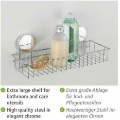 WENKO Panier De Douche Mural Osimo, Etagère Salle De Bain Fixation Sans Perçage "Static Loc Plus", Acier, 35x13x13 Cm, Chromé -WENKO Soldes 60349364 3