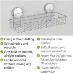 WENKO Panier De Douche Mural Osimo, Etagère Salle De Bain Fixation Sans Perçage "Static Loc Plus", Acier, 35x13x13 Cm, Chromé -WENKO Soldes 60349364 4